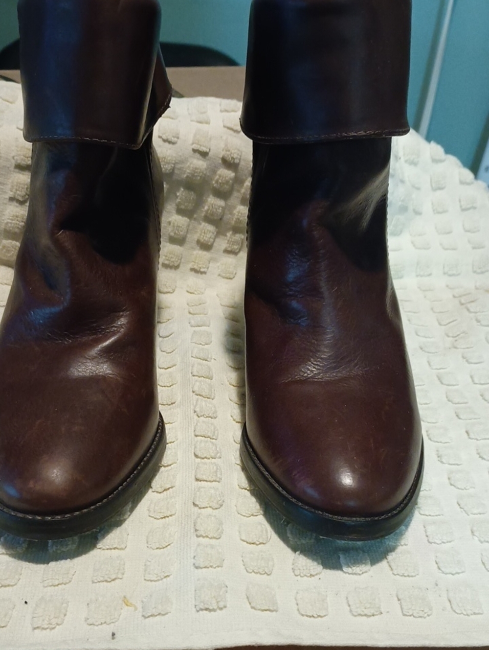 Frye Dark Brown Leather Fold-Over Ankle Boots